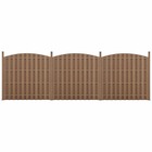 Lot de 3 pièces de clôture barrière brise vue brise vent bois composite wpc demi-cercle arrondi 185 x 562 cm brun