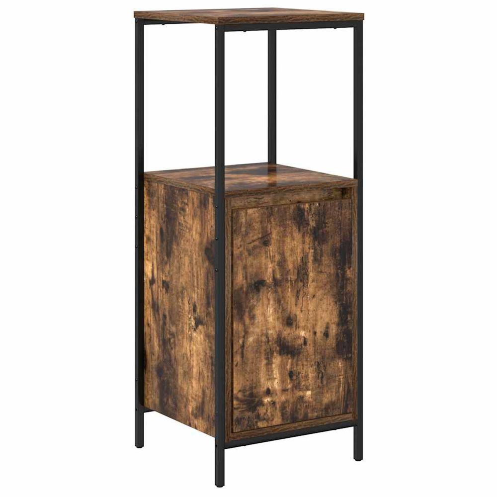 Meuble de salle de bain avec étagères chêne fumé 36x35x95 cm