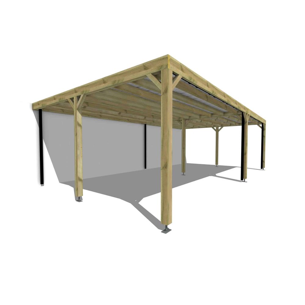 Carport bois • 9m x 5m • adossée • sens largeur • livraison comprise