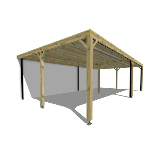 Carport bois • 9m x 5m • adossée • sens largeur • livraison comprise