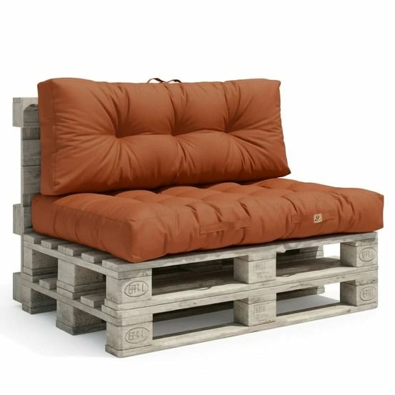 Coussins matelas pour palette 120x80x15 en polyester terracotta