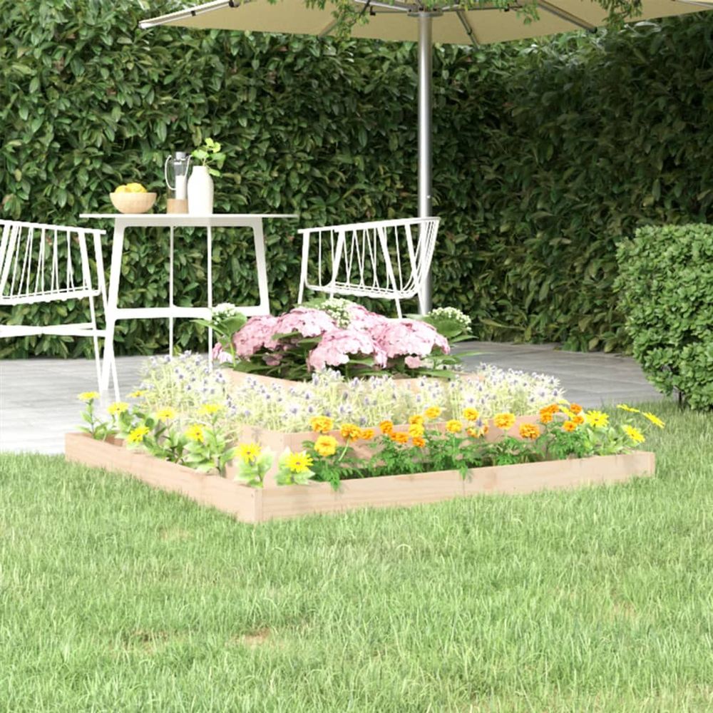 Grand carré potager 3 niveaux bois de pin massif jardin 110x110x27cm