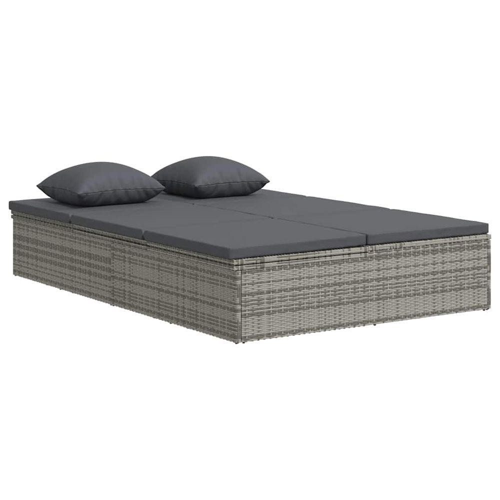 Transat convertible avec coussin résine tressée gris foncé