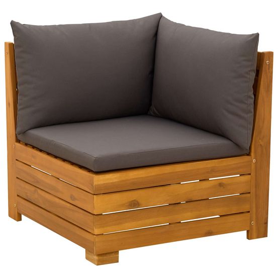 Canapé d'angle de jardin bois d'acacia massif marron