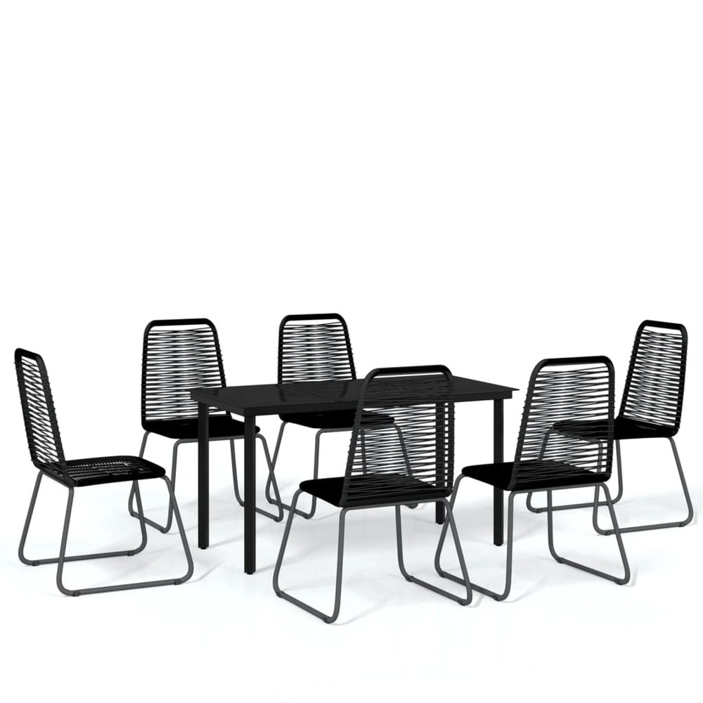 Ensemble de salle à manger de jardin meuble extérieur 7 pièces noir