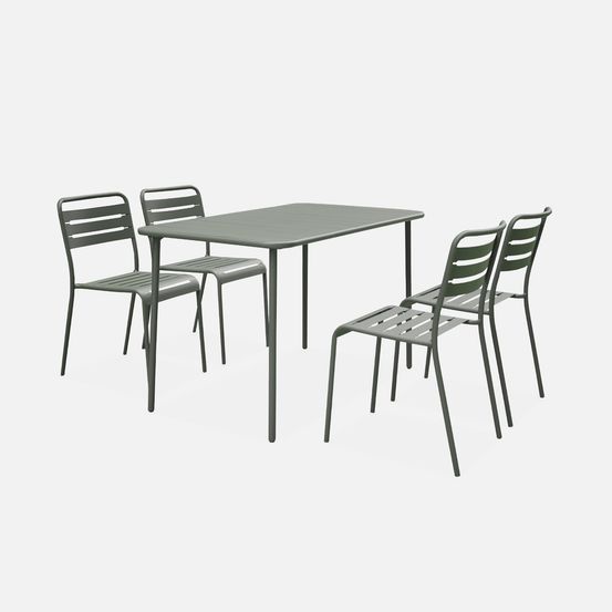 Table de jardin métal + 4 assises - amelia
