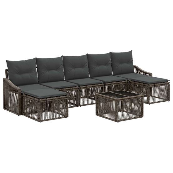 Ensemble de canapé de jardin 8 pc gris polyrotin