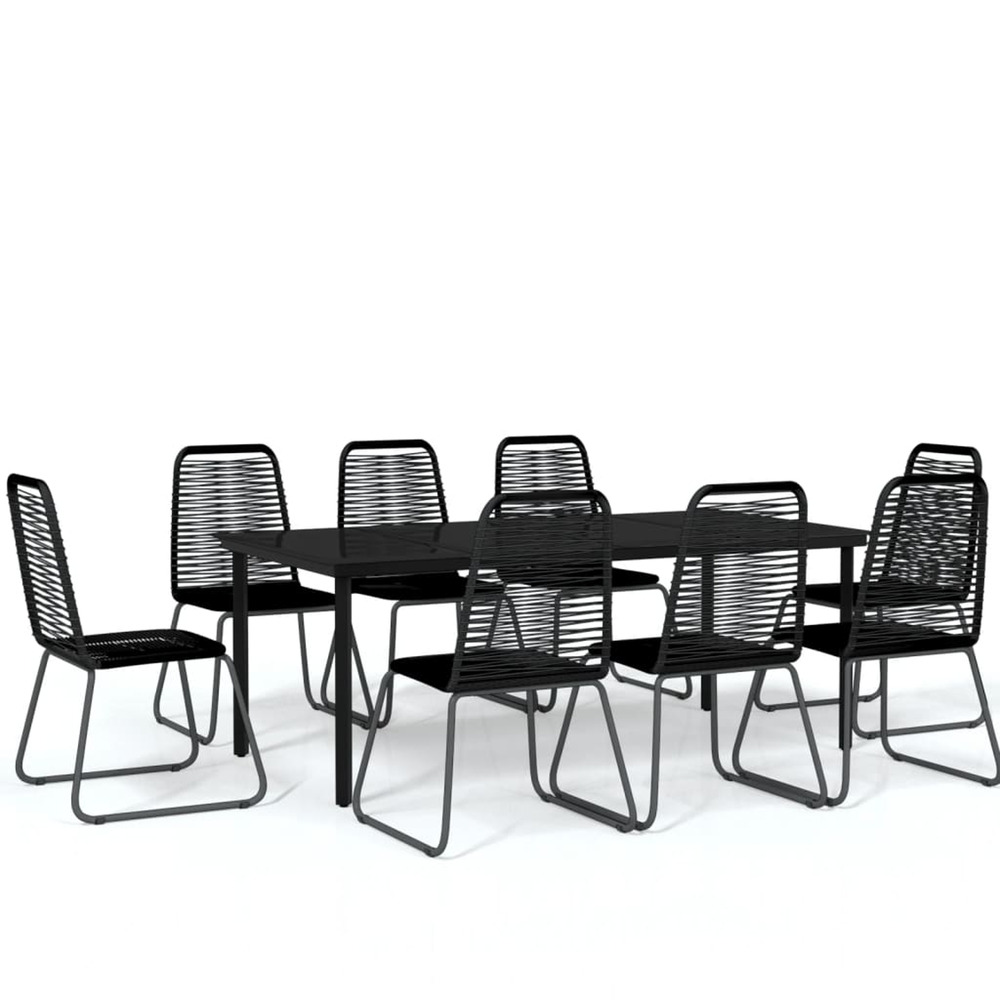 Ensemble à manger de jardin 9 pcs noir