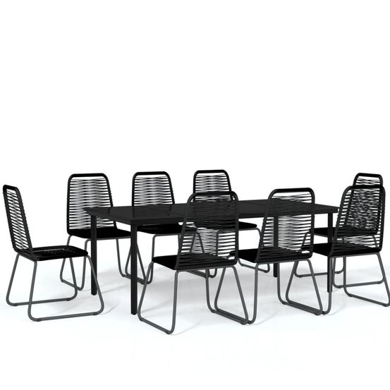 Ensemble à manger de jardin 9 pcs noir