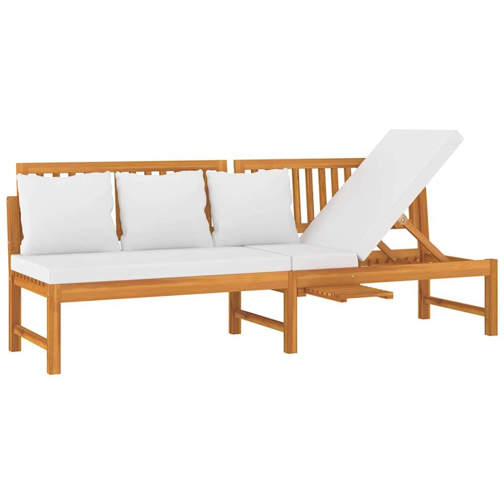 Lit de jour avec coussin crème 200x60x75cm bois d'acacia solide