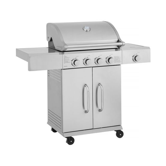 Barbecue gaz en inox avec 5 brûleurs dont 1 latéral