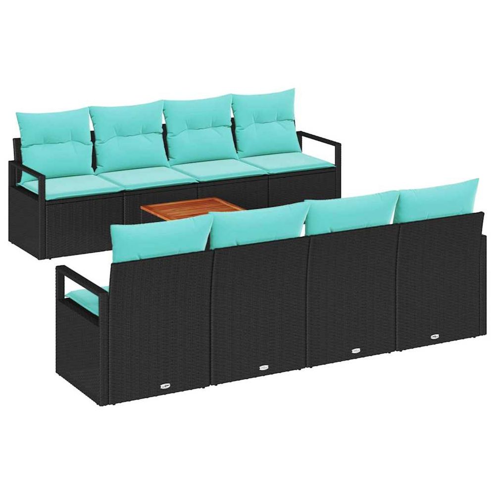 Ensemble de canapé de jardin 9 pc noir polyrotin