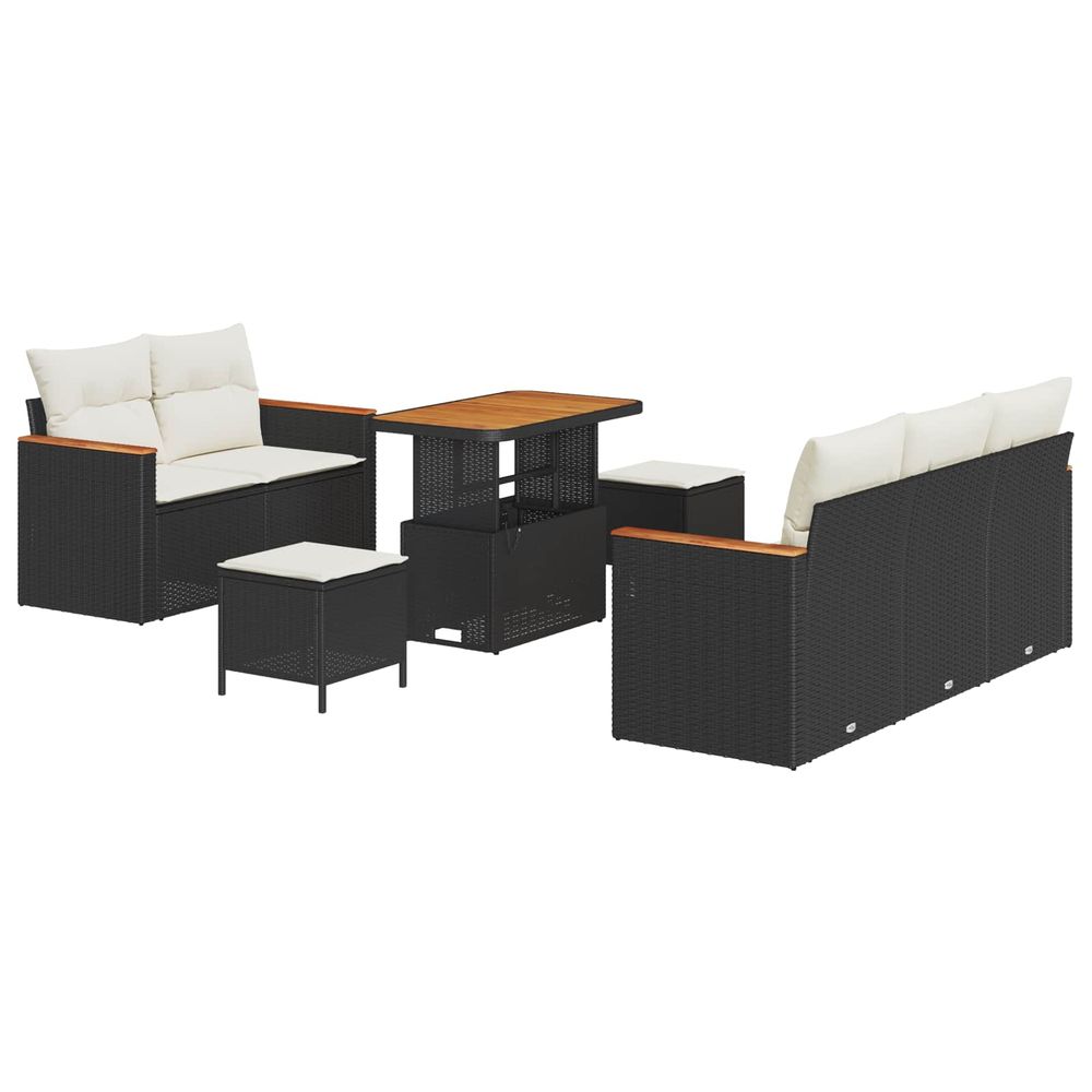 Ensemble de canapé de jardin 8 pc noir polyrotin