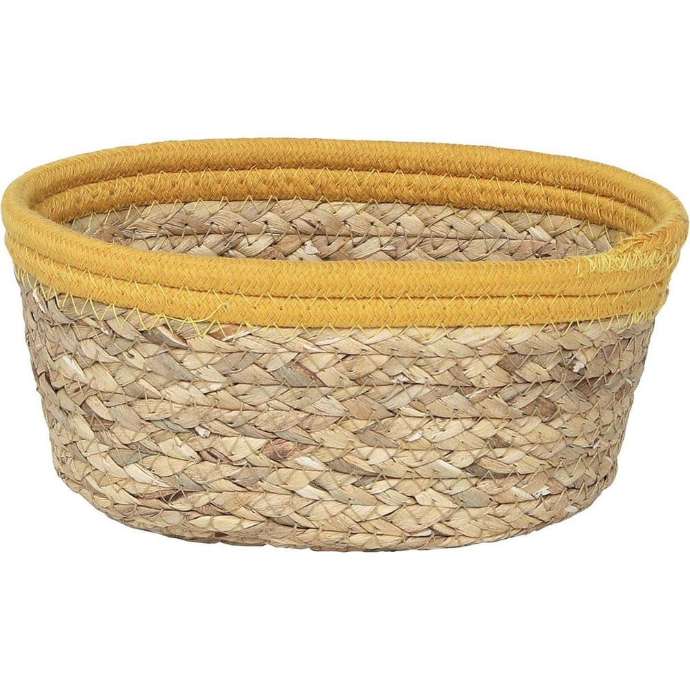 Panier ovale coton/matiere vegetale 21x16x9 cm - naturel/orange