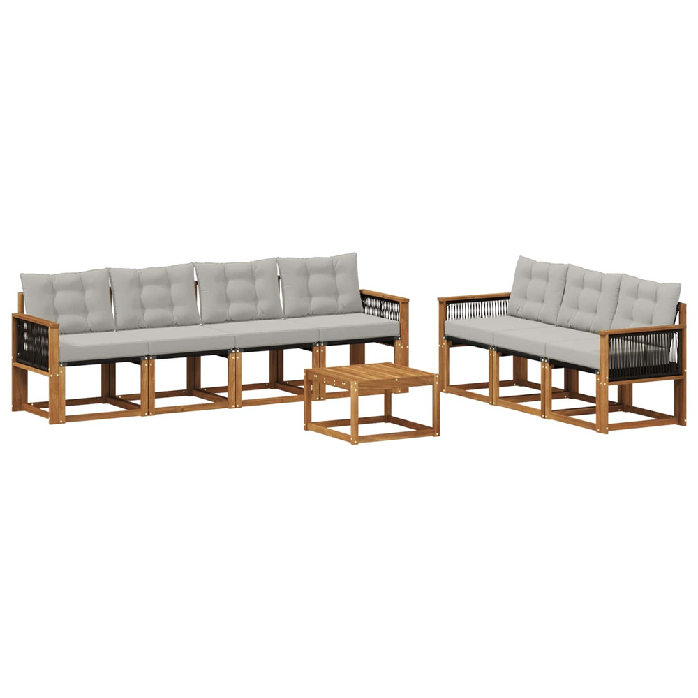 Ensemble de canapés d'extérieur 8 pcs naturel et gris clair