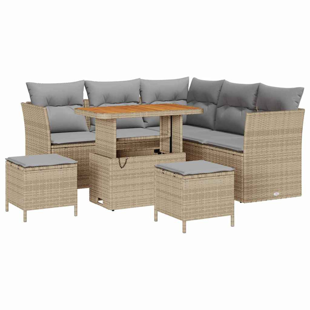Ensemble de canapé de jardin 8 pcs beige et gris clair