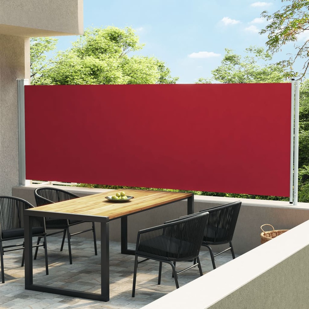 Auvent latéral rétractable de patio 160x600 cm rouge