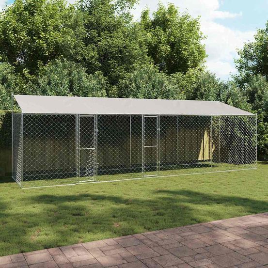 Parc pour grand chien 800x200cm, enclos extérieur robuste avec abri de toit