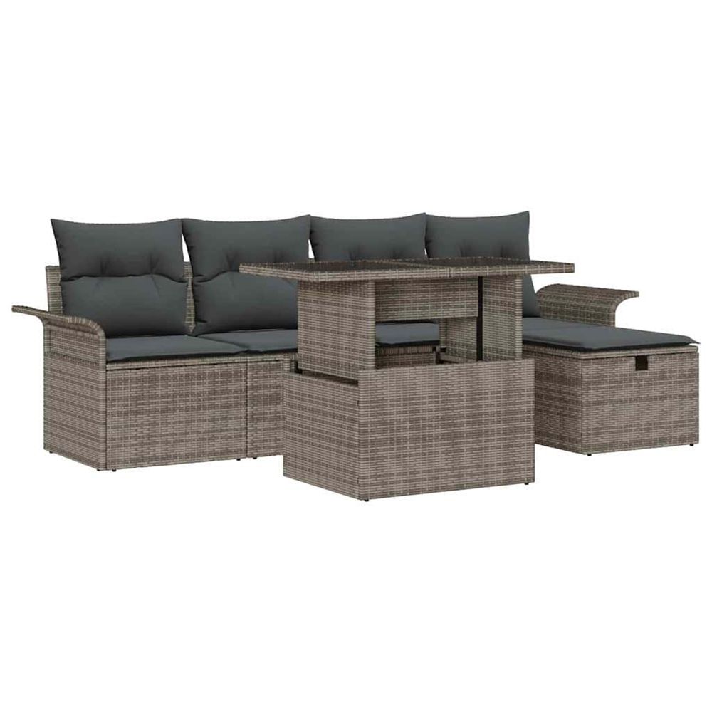 Ensemble de canapé de jardin 6 pc gris polyrotin