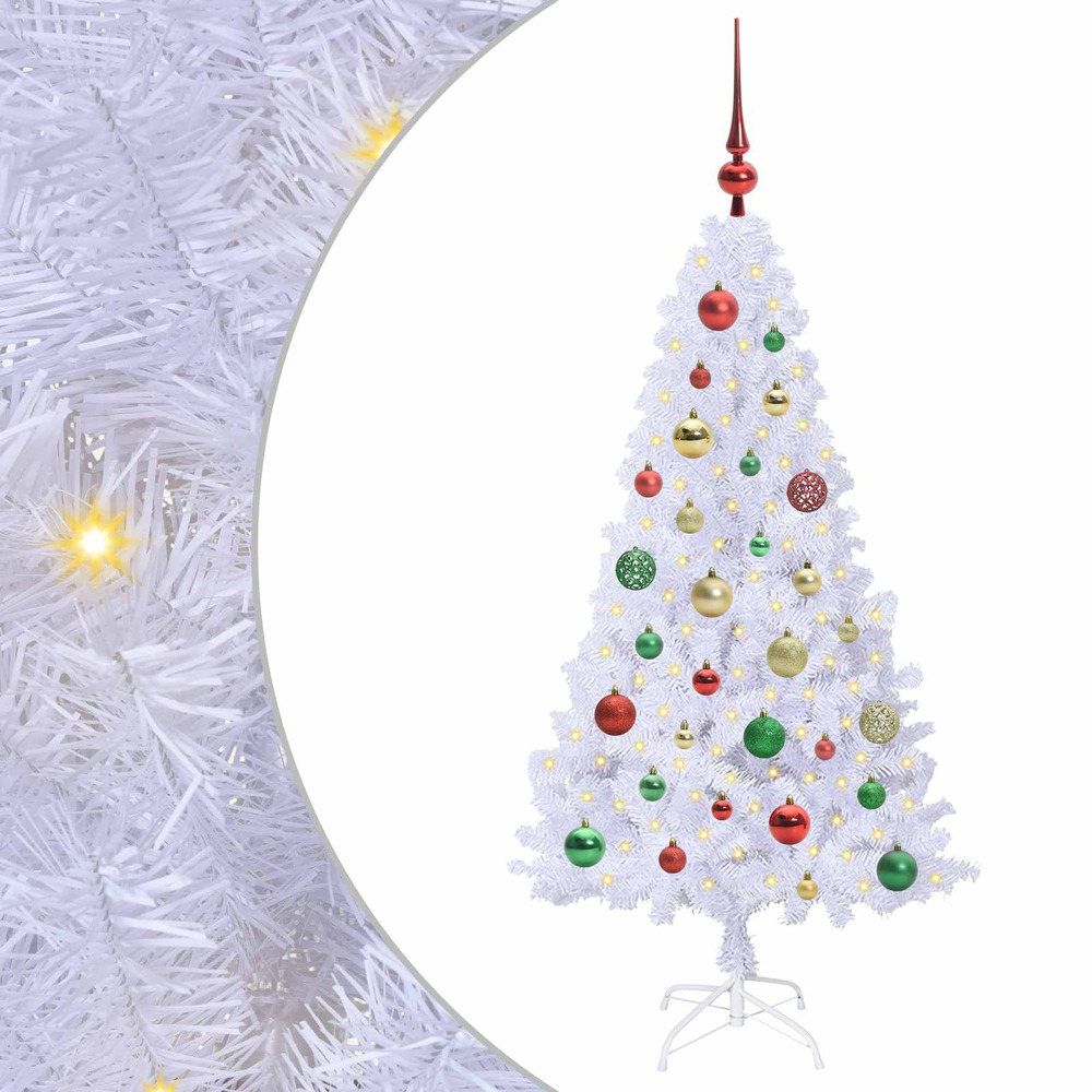 Sapin de noël artificiel avec 150 led blanc 120 cm pvc et acier