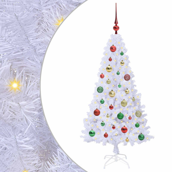 Sapin de noël artificiel avec 150 led blanc 120 cm pvc et acier