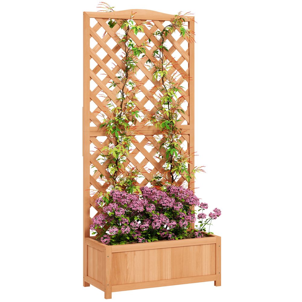 Jardinière avec treillis en bois massif pour balcon terrasse plantes grimpantes 76x36x170cm