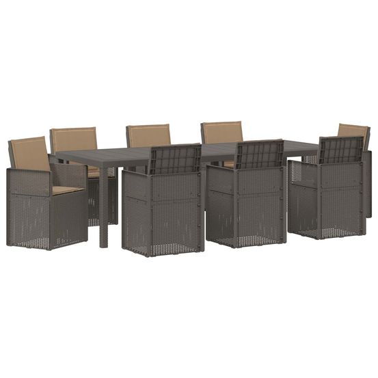 Ensemble de salle à manger pour jardin 9 pc gris clair et taupe