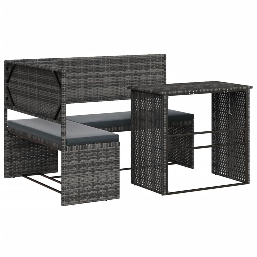 Canapé de jardin avec table et coussins en forme de l gris