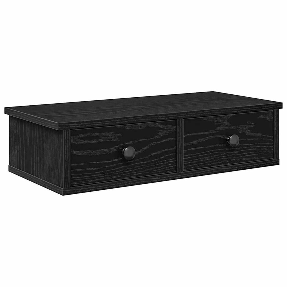 Étagère murale avec tiroirs noir 60x28x15 cm bois d'ingénierie