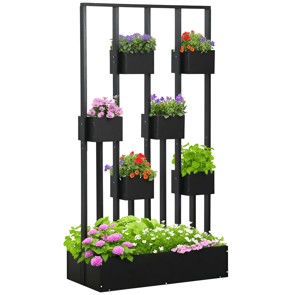 Potager modulaire cadre bois sapin balcon terrasse culture personnalisée 90x45x170cm noir