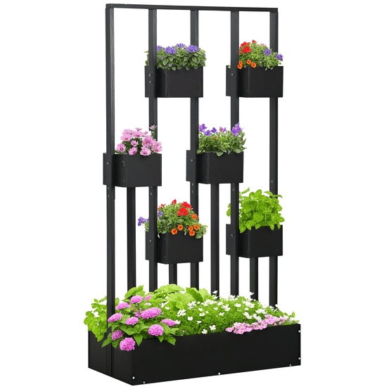 Potager modulaire cadre bois sapin balcon terrasse culture personnalisée 90x45x170cm noir