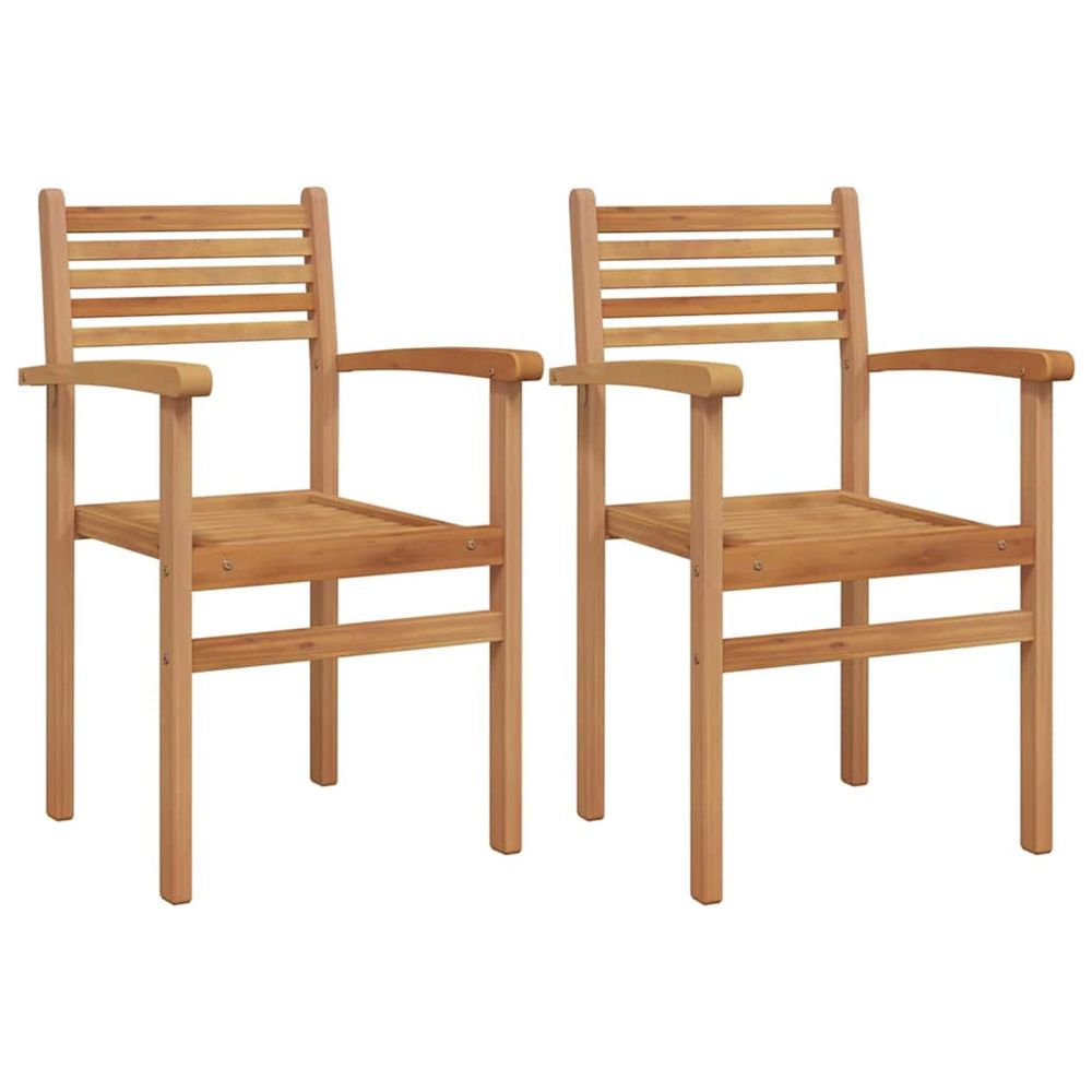 Chaise 2 pc marron bois de teck massif