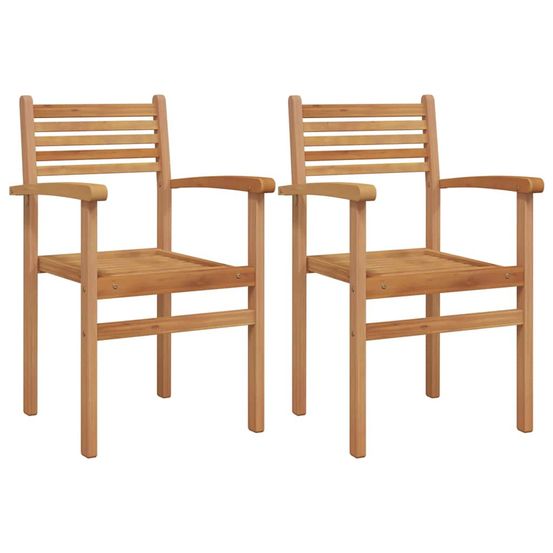 Chaise 2 pc marron bois de teck massif