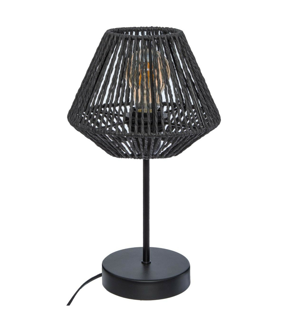 Lampe à poser en métal et abat-jour noir h 34 cm