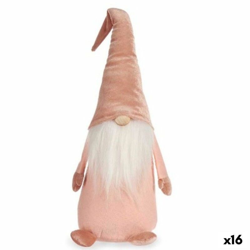 Figurine décorative gnome rose polyester bois sable 14 x 48 x 17,5 cm (16 unités)