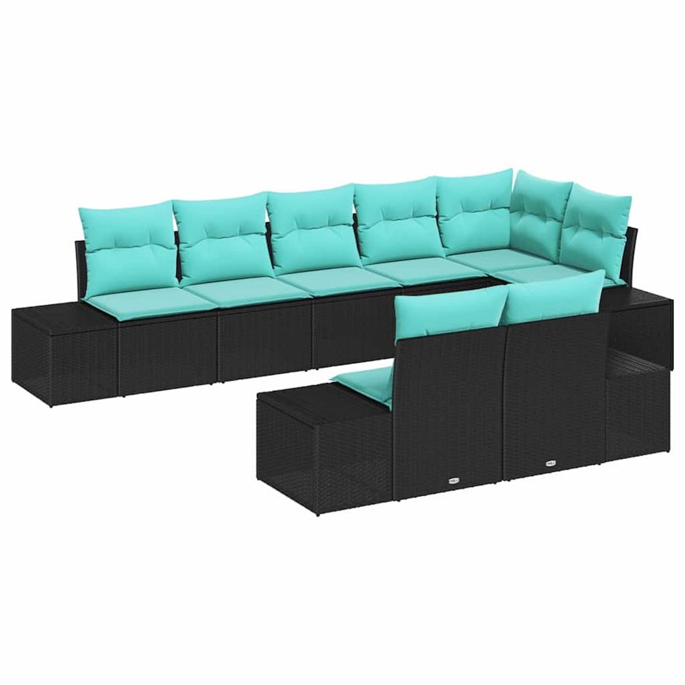 Ensemble de canapé de jardin 8 pc noir polyrotin