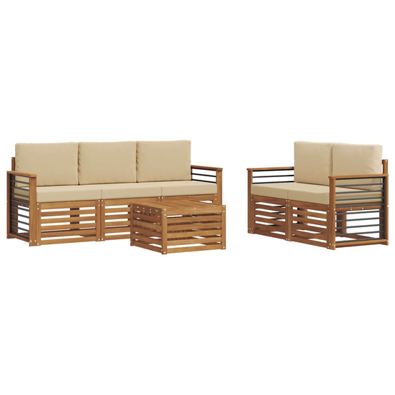 Ensembles de canapés avec coussin 6 pcs naturel et beige