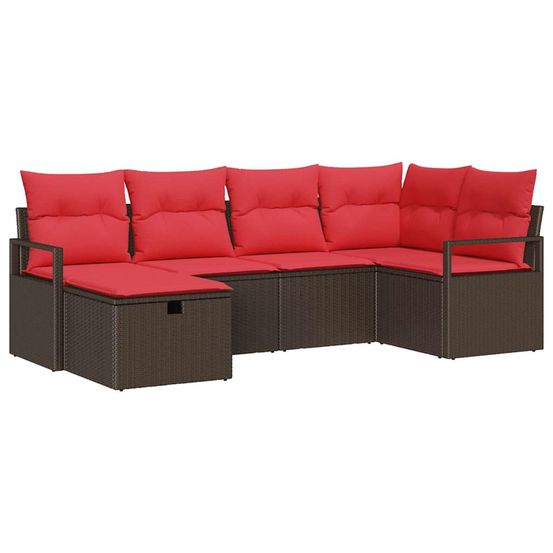 Ensemble de canapé de jardin 6 pc marron polyrotin