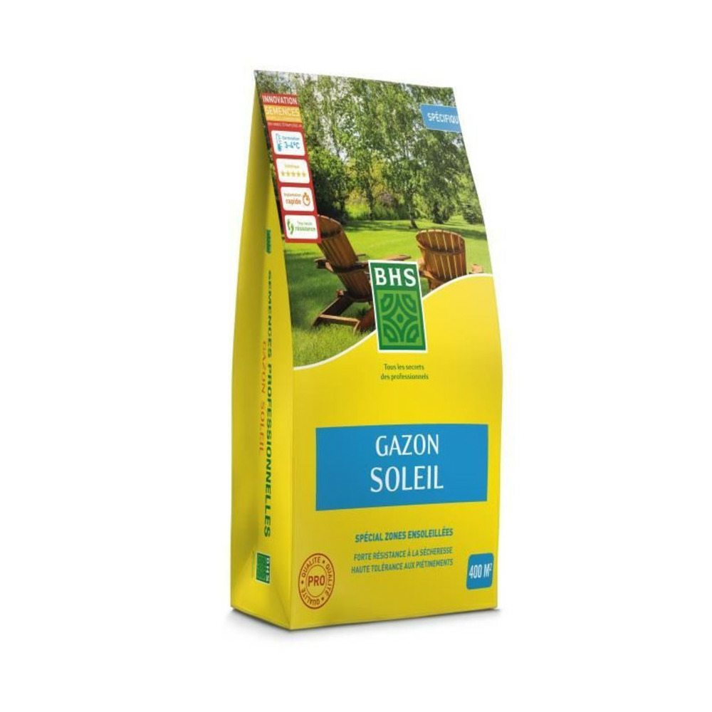 Gazon - bhs - gazon soleil 10kg | résistant au climat méditerranéen et a la sécheresse