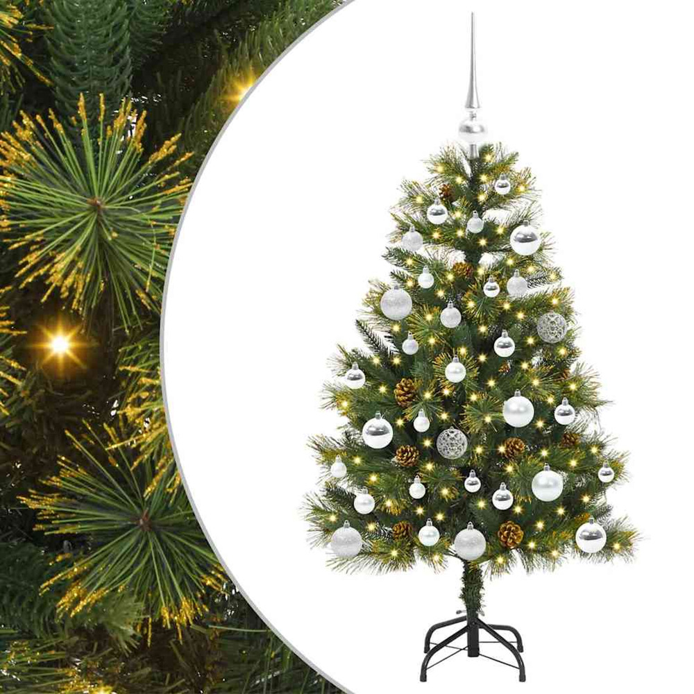 Sapin de noël artificiel avec branches pliables et cônes 120 cm