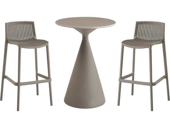 Table et chaises hautes de bistrot empilables