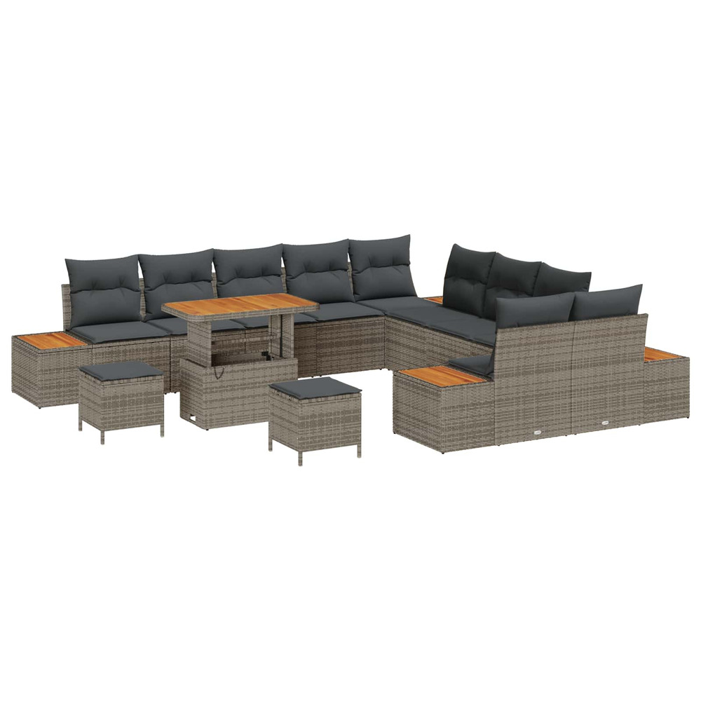 Ensemble de canapé de jardin avec coussin 13 pcs gris