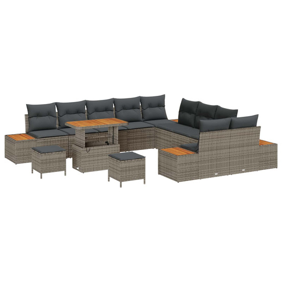 Ensemble de canapé de jardin avec coussin 13 pcs gris