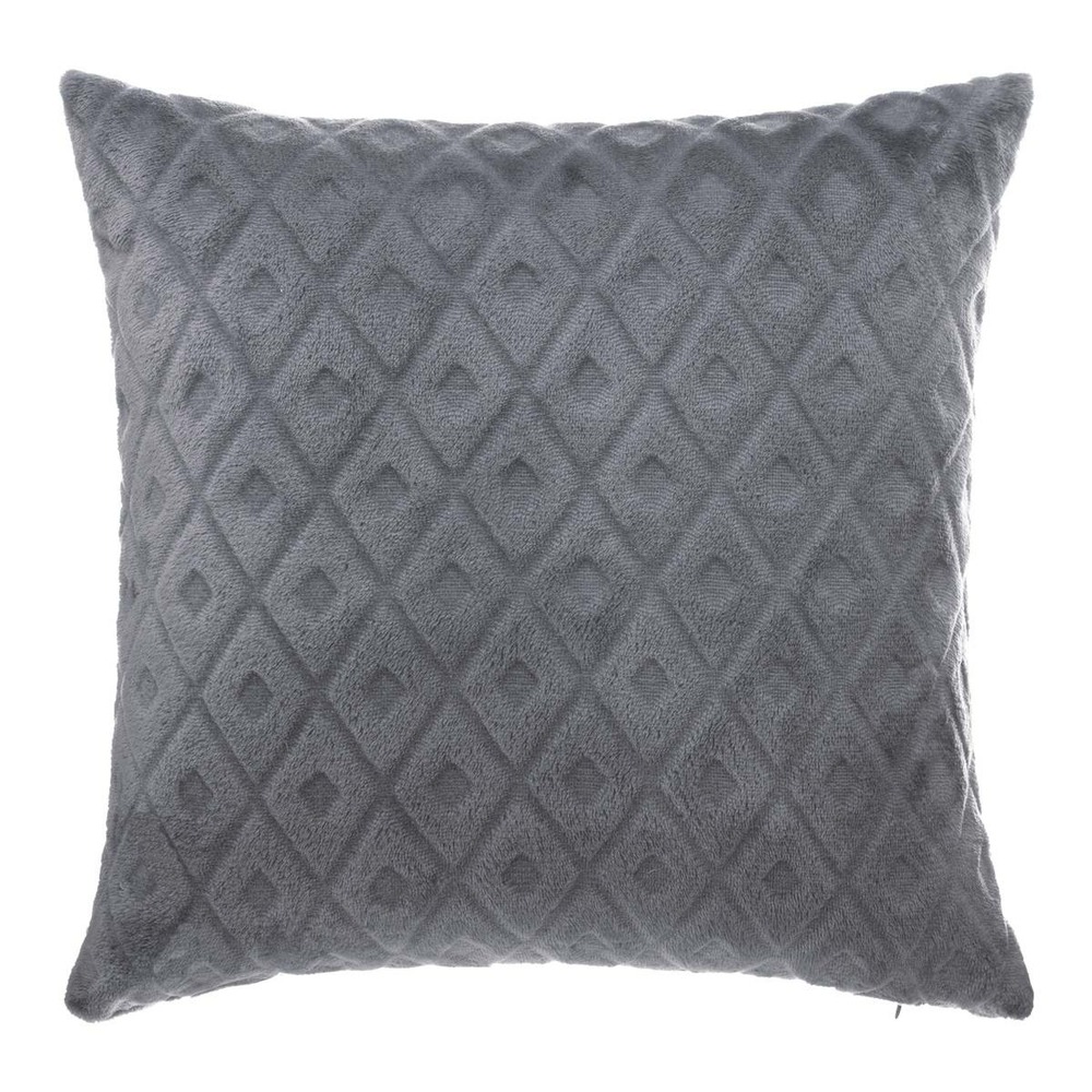 Coussin losanges - flanelle - gris foncé - 40x40 cm