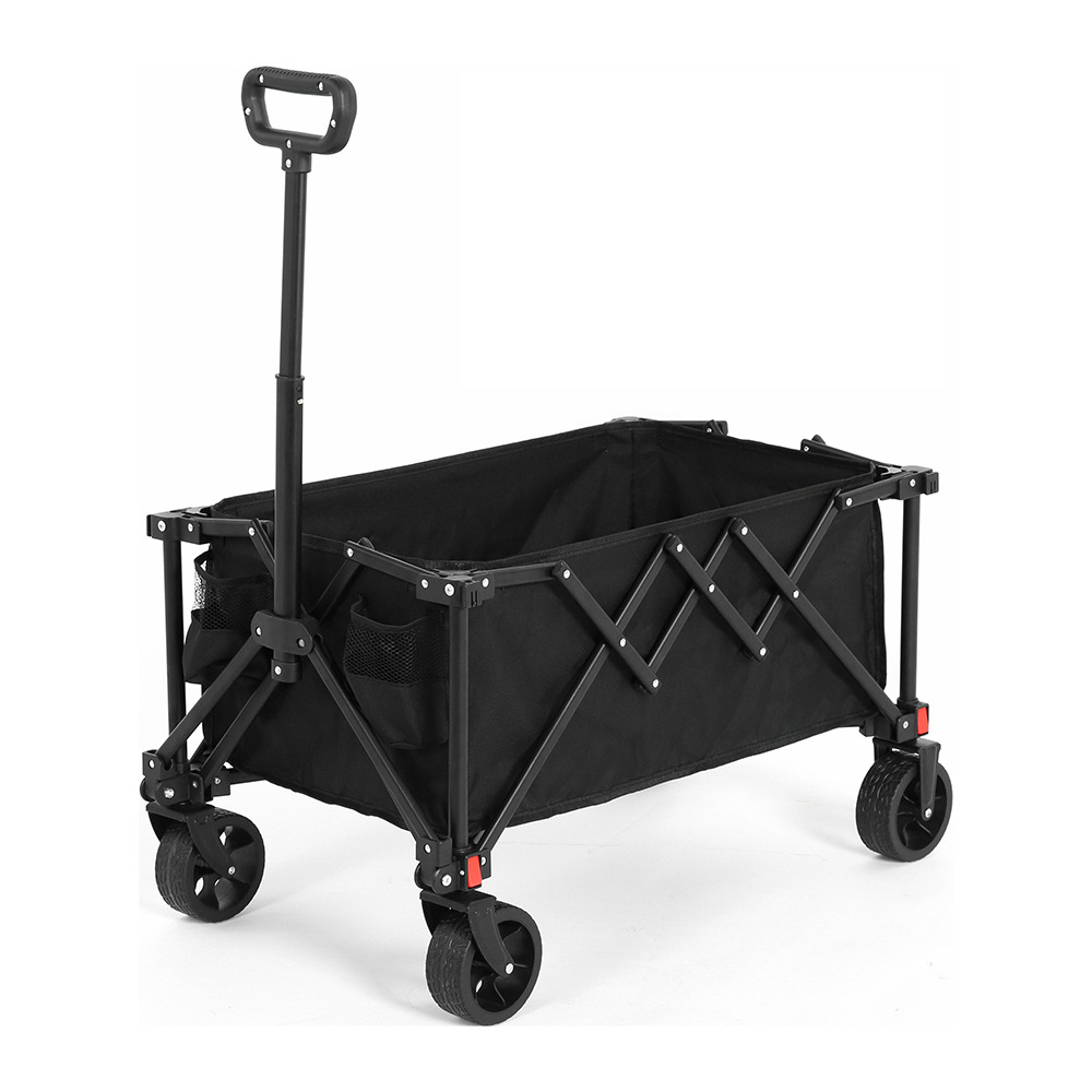 Chariots pliants, chariot pliant avec roues tout terrain, chariots de jardin robustes avec poignée réglable, noir