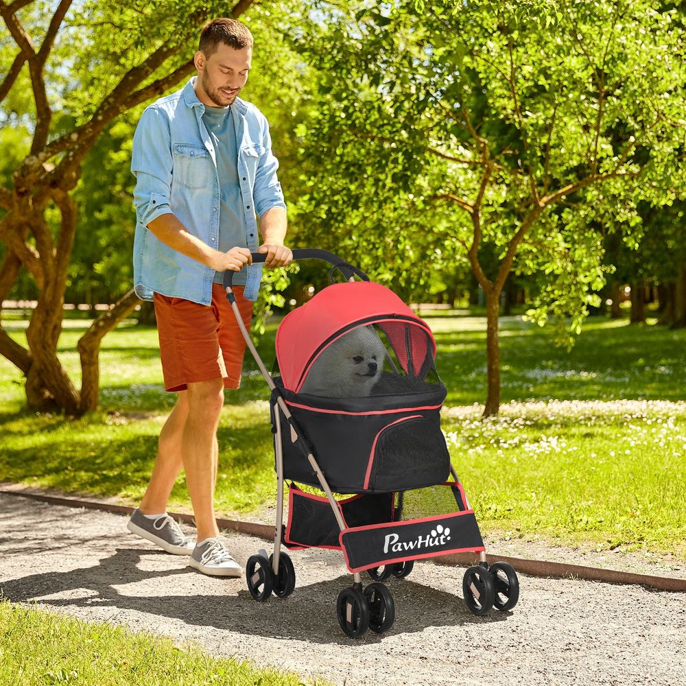 Poussette chien chat 2 en 1 pliable oxford rouge sac transport amovible - comfortxl pet living