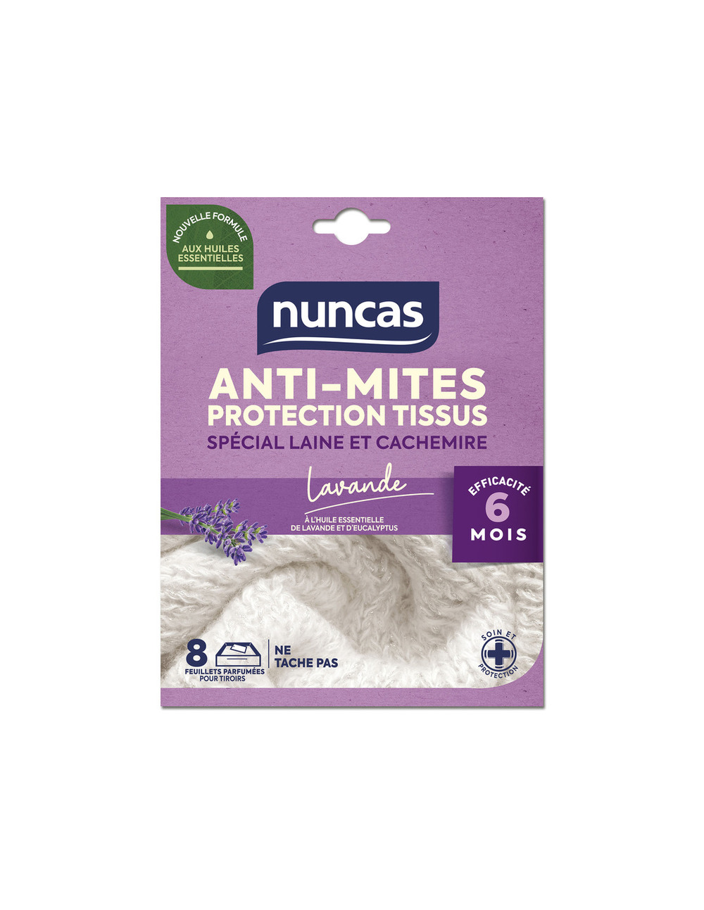 Anti-mites tiroirs protection tissus 8 feuillets - nuncas