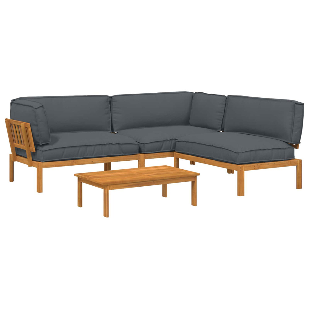Ensemble de canapés uni 4 pcs anthracite bois d'acacia massif