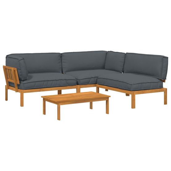 Ensemble de canapés 4 pc anthracite bois d'acacia massif
