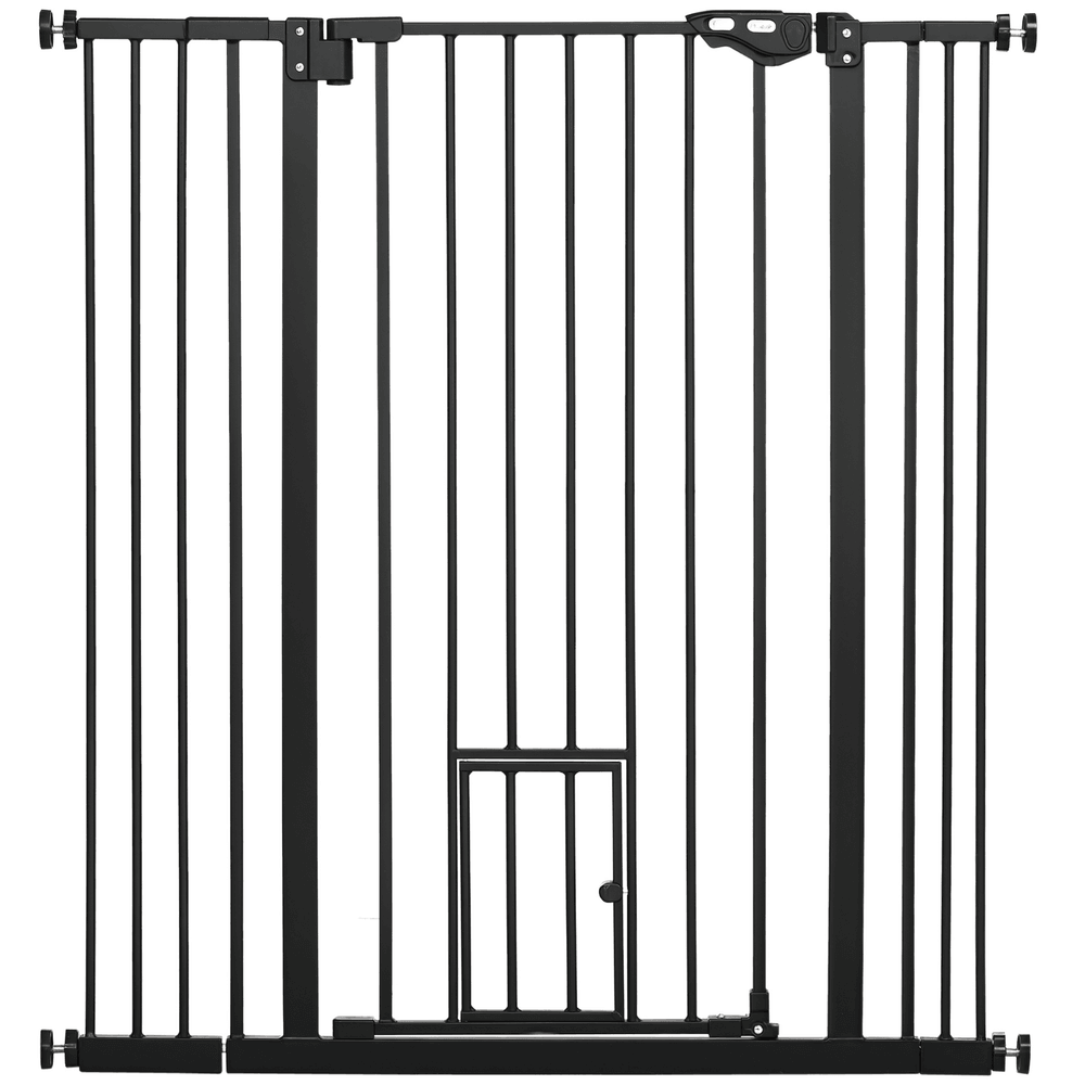 Barrière de sécurité acier pour animaux escalier double verrouillage 101x104cm noir